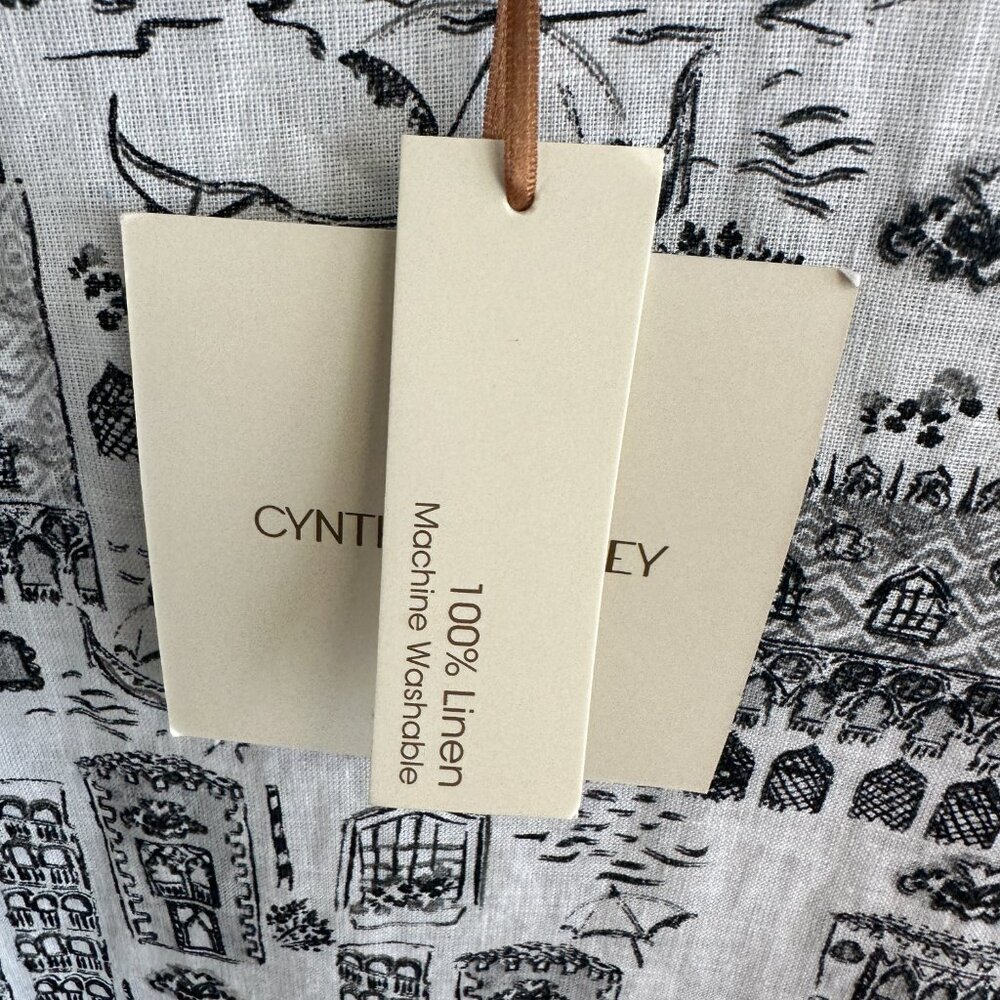 Cynthia‎ Rowley 100% Linen Womens 2X Florence Italy Print Top Romance European - Picture 5 of 7